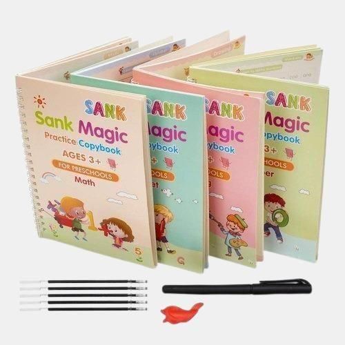✨ Sank Magic Practice Copybook Set (4 Books + 1 Pen + 1 Grip + 10 Refills)