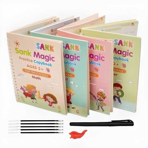✨ Sank Magic Practice Copybook Set (4 Books + 1 Pen + 1 Grip + 10 Refills)