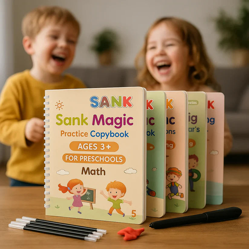 ✨ Sank Magic Practice Copybook Set (4 Books + 1 Pen + 1 Grip + 10 Refills)