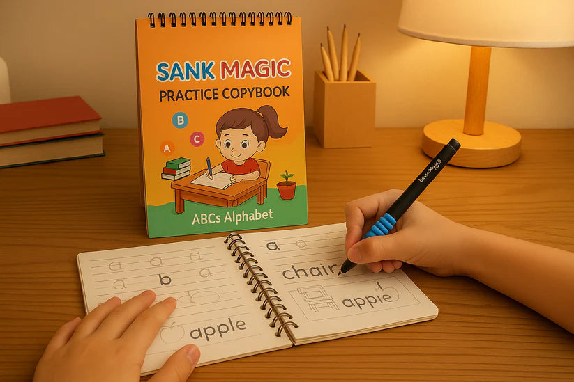 ✨ Sank Magic Practice Copybook Set (4 Books + 1 Pen + 1 Grip + 10 Refills)