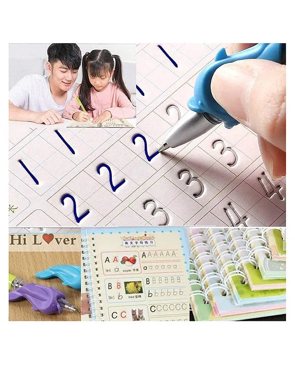 ✨ Sank Magic Practice Copybook Set (4 Books + 1 Pen + 1 Grip + 10 Refills)