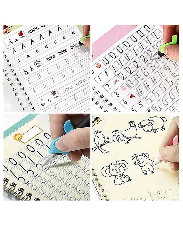 ✨ Sank Magic Practice Copybook Set (4 Books + 1 Pen + 1 Grip + 10 Refills)